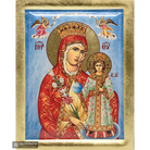Virgin Mary the Mystical Rose Greek Orthodox Wood Icon with Gold Leaf