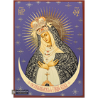 Virgin Mary Ostrobramska Christian Icon with Matte Gold Leaves