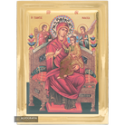 Virgin Mary Queen of All Greek Icon on Wood with Gilding Effect