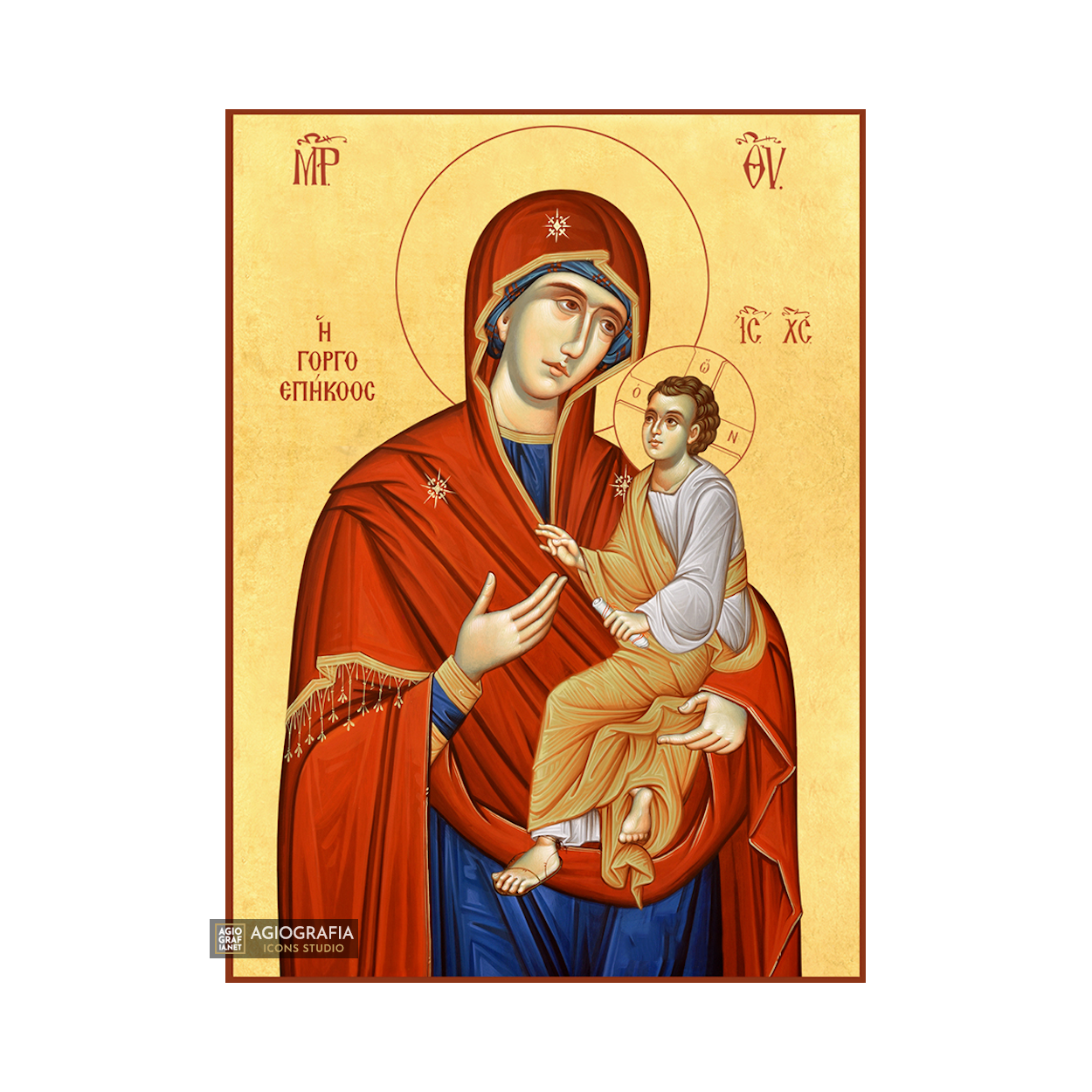 22k Virgin Mary the Quick to Hear (Gorgoepikoos) - Gold Leaf Icon