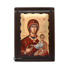 Virgin Mary Soumela from Pontos Orthodox Wood Icon with Gold Leaf
