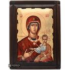 Virgin Mary Soumela from Pontos Orthodox Wood Icon with Gold Leaf