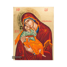 Virgin Mary Sweet Kissing Handwritten Icon with Gold Leaves and 24k Polished Engraved Halo
