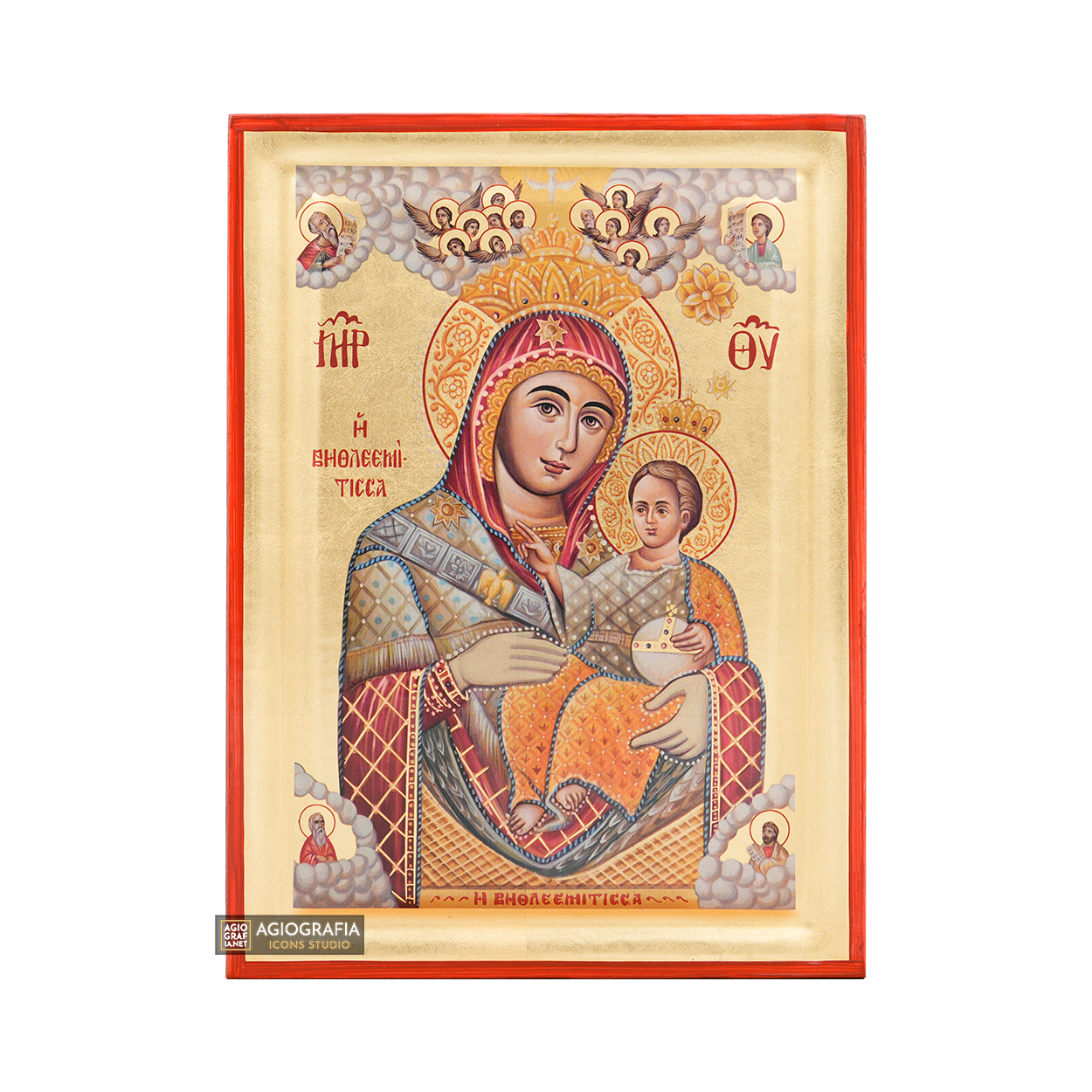 Virgin Mary Vithleem Orthodox Icon with Gold Leaves