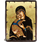 Virgin Mary of Vladimir Greek Orthodox Wood Icon with Gold Leaf