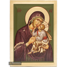 Virgin Mary (Green Background) Christian Icon with Matte Gold Leaves