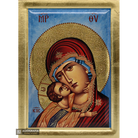 Virgin Mary of Vladimir Byzantine Orthodox Wood Icon with Gold Leaf