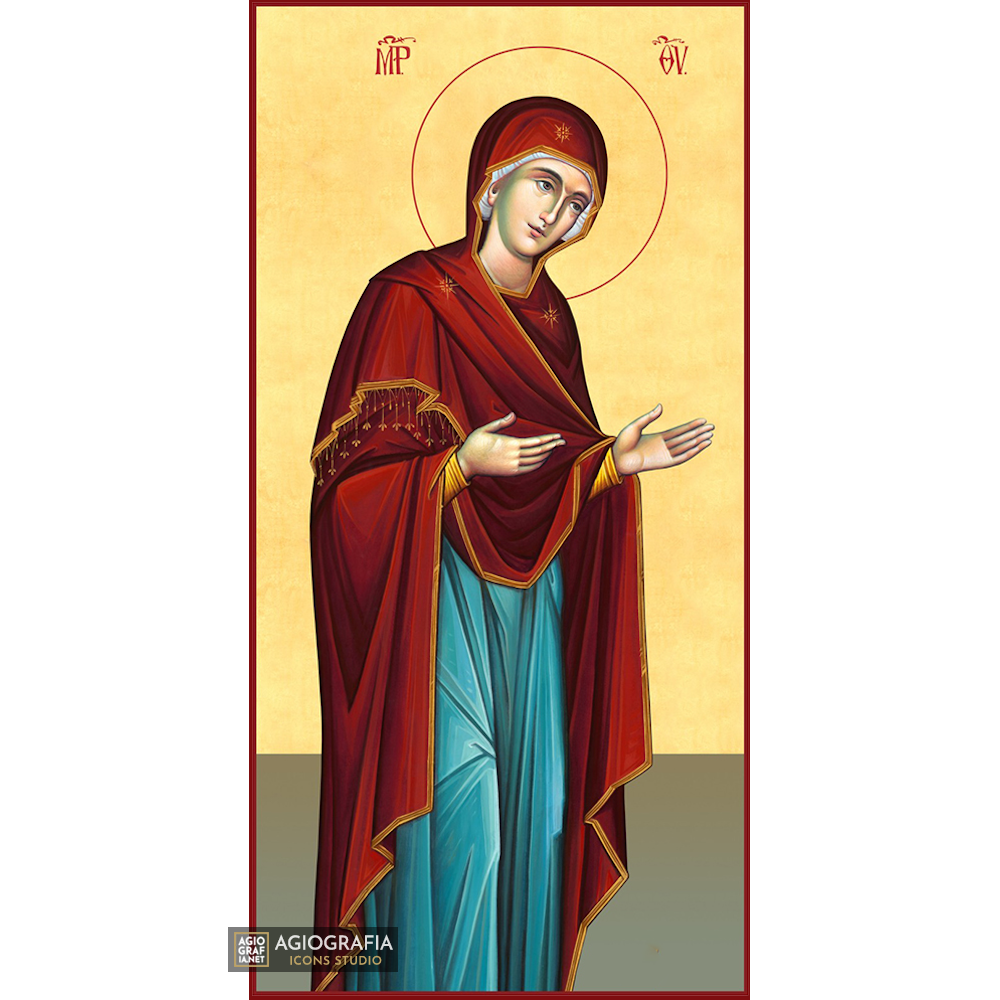 22k Virgin Mary - Gold Leaf Background Christian Orthodox Icon