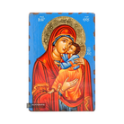 Virgin Mary holding Jesus Christ Handwritten Icon with 24k Polished Engraved Halo