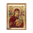 Virgin Mary of Passion (Amolintos) Greek Orthodox Icon with Gold Leaf