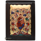 Virgin Mary Tree of Jesse Greek Orthodox Wood Icon with Gold Leaf