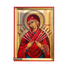 Virgin Mary with Seven Swords Greek Orthodox Icon with Gold Leaf
