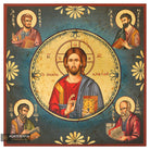 Jesus Christ The Almighty Orthodox Icon on Wood with Matte Gold Leaves Gold Leaf background