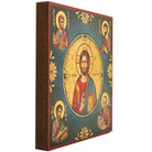 Jesus Christ The Almighty Orthodox Icon on Wood with Matte Gold Leaves Gold Leaf background