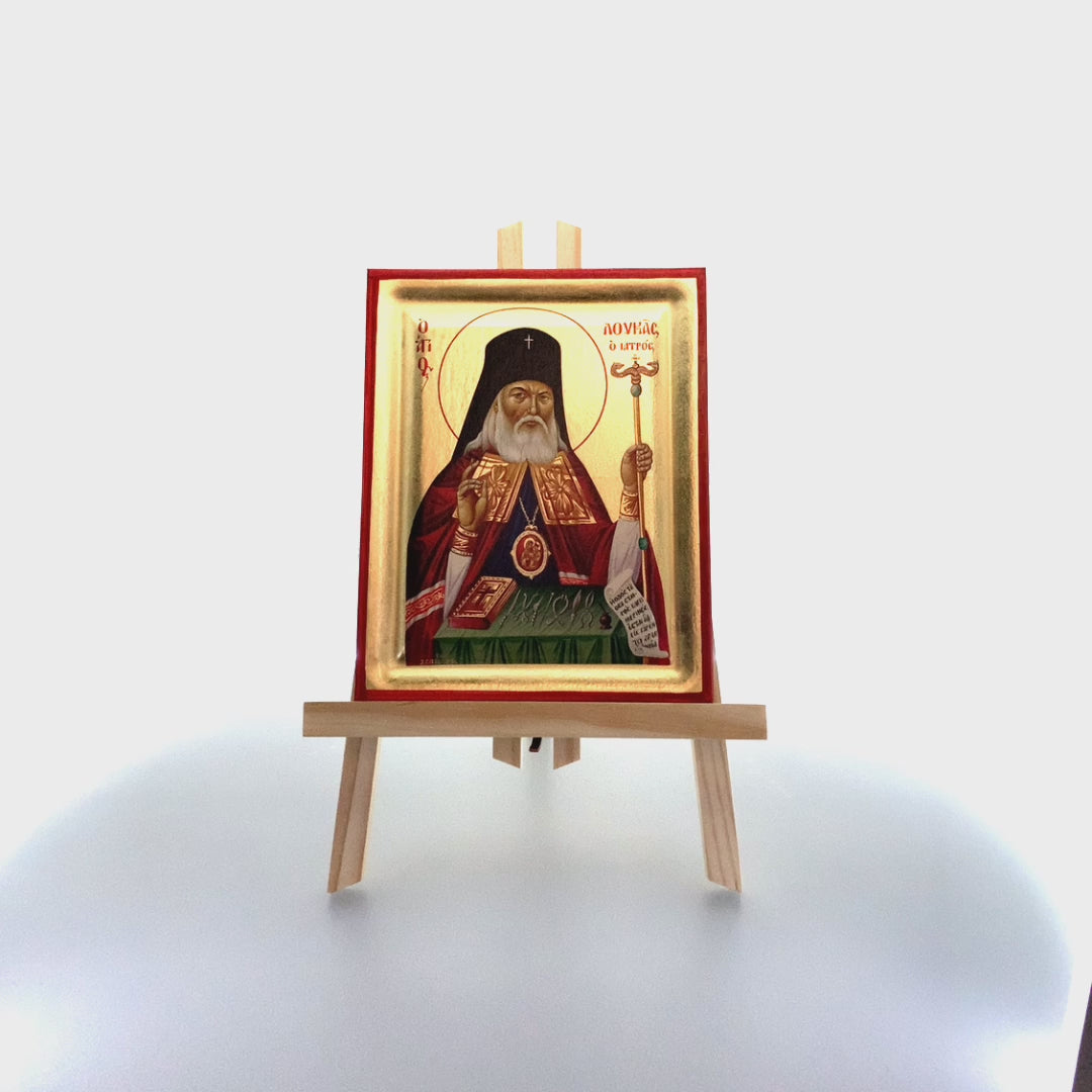 Saint Luke of Crimea Greek Orthodox Wood Icon with Gold Leaf