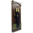 St Efrem of Nea Makri - Wood curved Byzantine Christian Orthodox Icon on Natural solid Wood