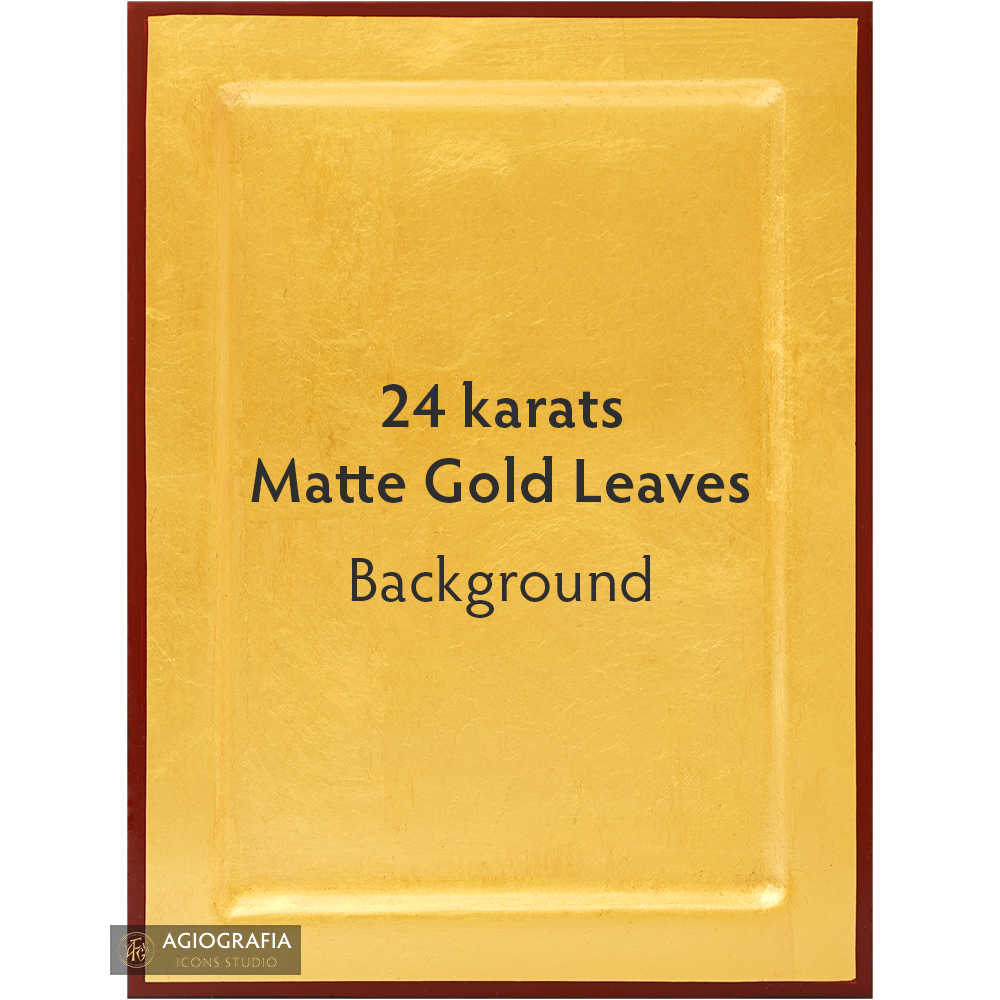An engraved panel with a matte gold-leaf ground