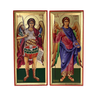 Set of Archangels Michael and Gabriel Orthodox Greek Wood Icon with Gold Leaf