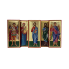 Set of Jesus Christ, Virgin Mary, Saint John, Archangels Michael and Gabriel Christian Byzantine Wood Icon with Gold Leaf