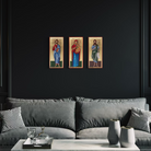 Set of Jesus Christ, Virgin Mary and Saint John Icons with Gold Leaf