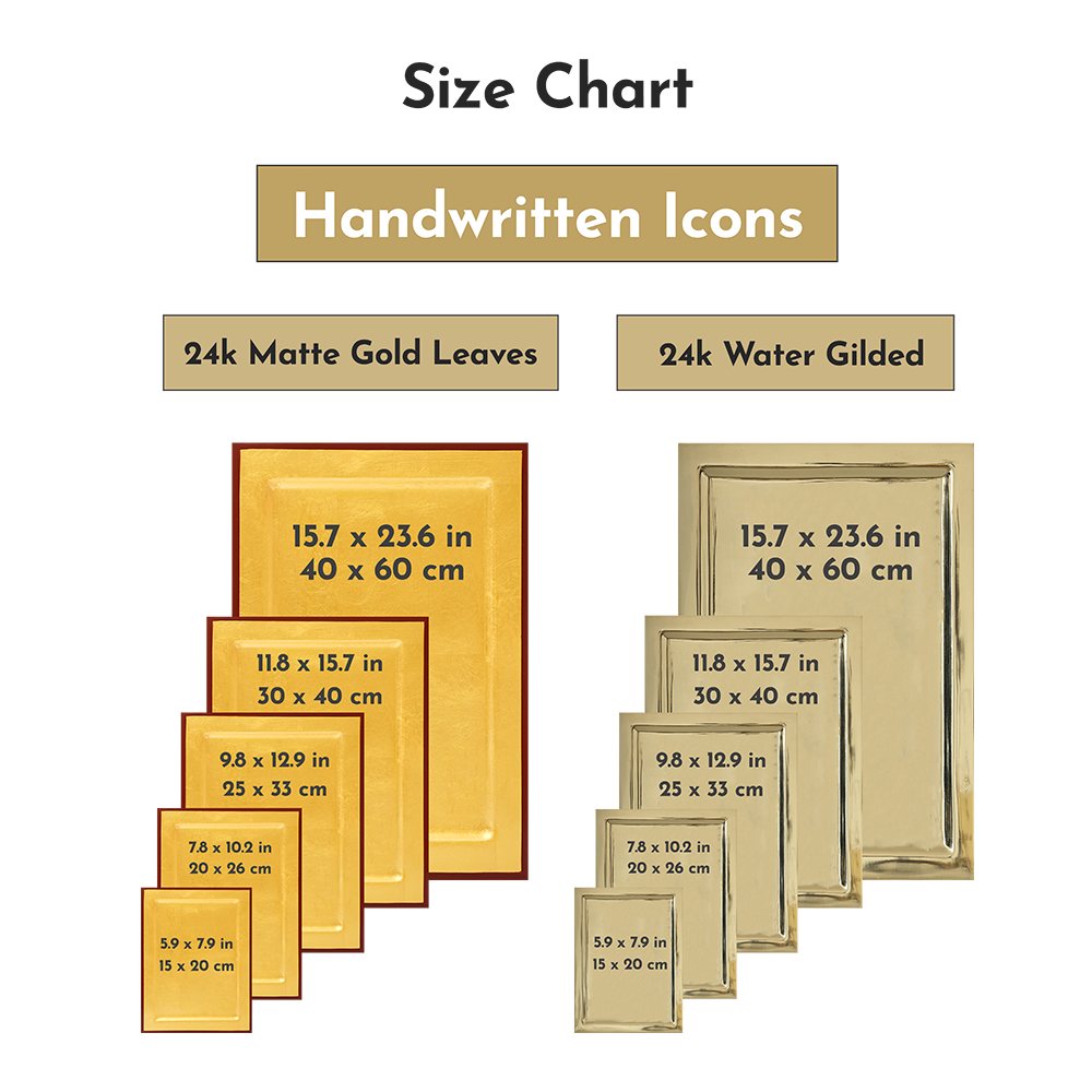 Size chart — Gesù Cristo con Santi Massimo e Melania [Fatto a mano]