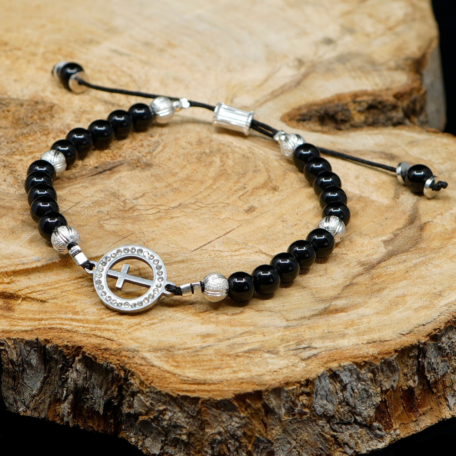 Onyx [Black] Sterling Silver Christian Woman Bracelet