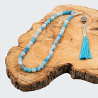 Orthodox Prayer Rope with Cornflower Blue Agate – IC XC NI KA Cross