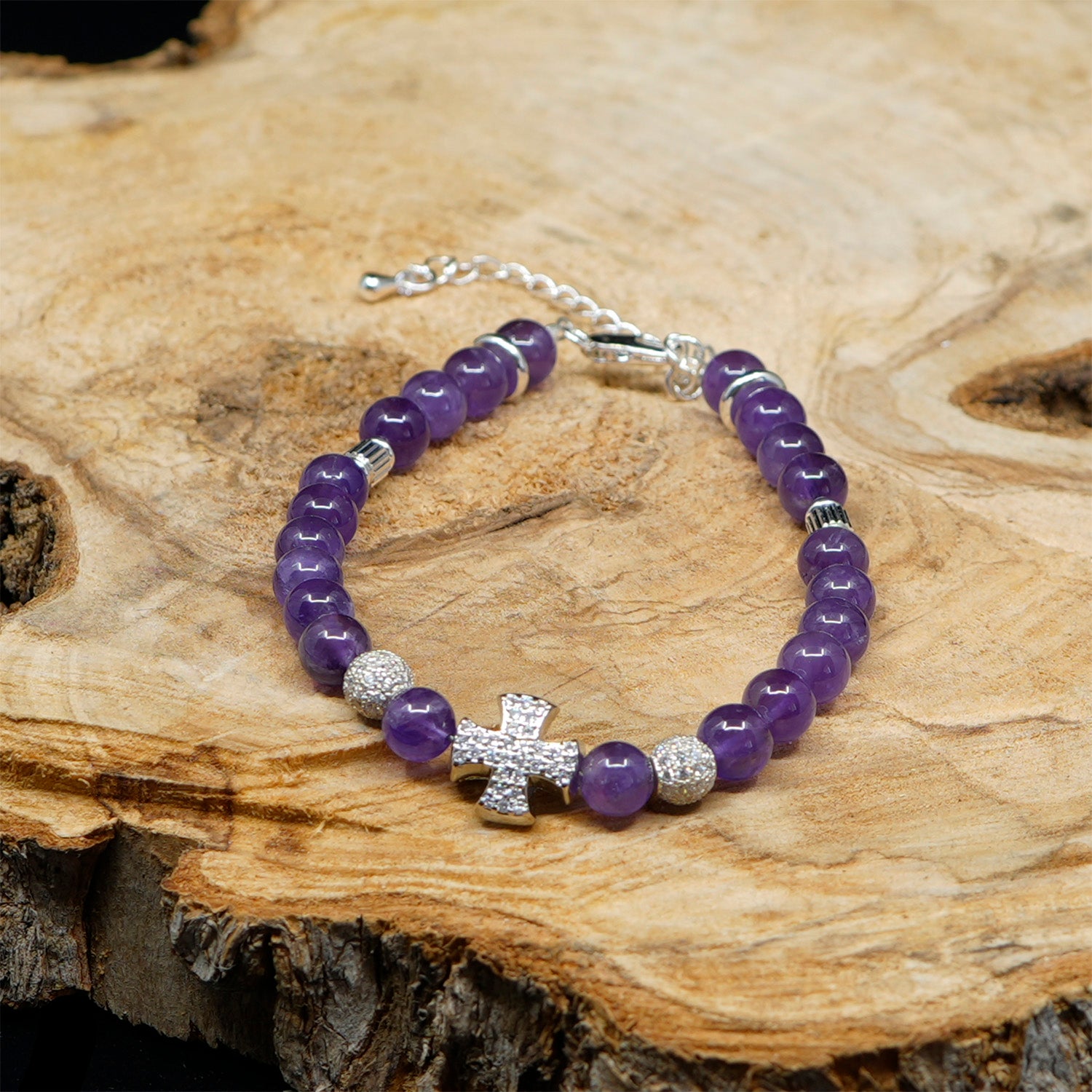 Amethyst Sterling Silver Plated Christian Woman Bracelet