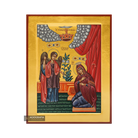 24k Annunciation of Theotokos Handwritten Icon with Gold Leaves Background