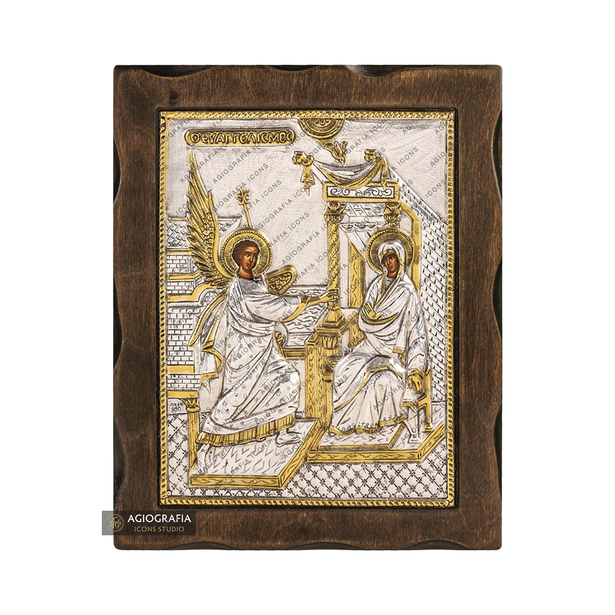Annunciation of Theotokos Pure Silver and 24k Gold Plated Icon
