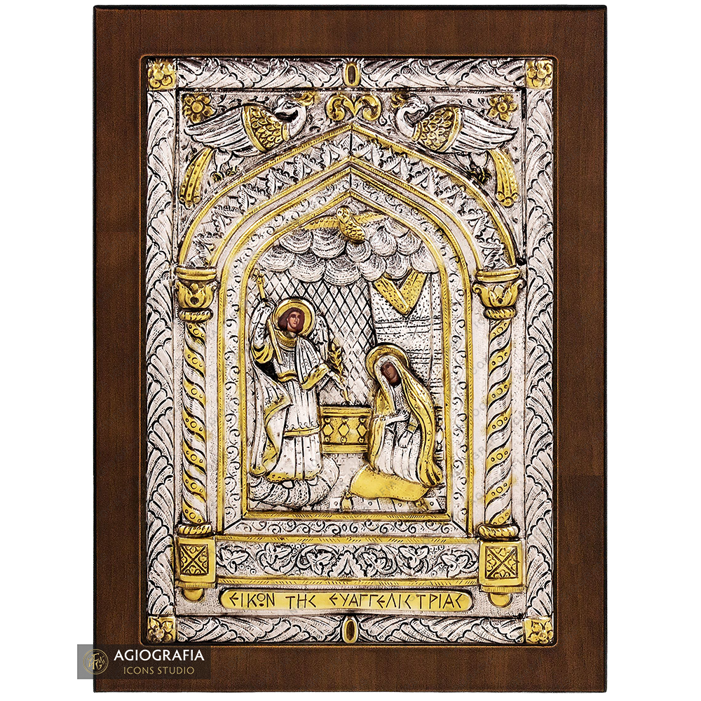 Annunciation of the Theotokos (Tinos) Orthodox Silver Plated Icon
