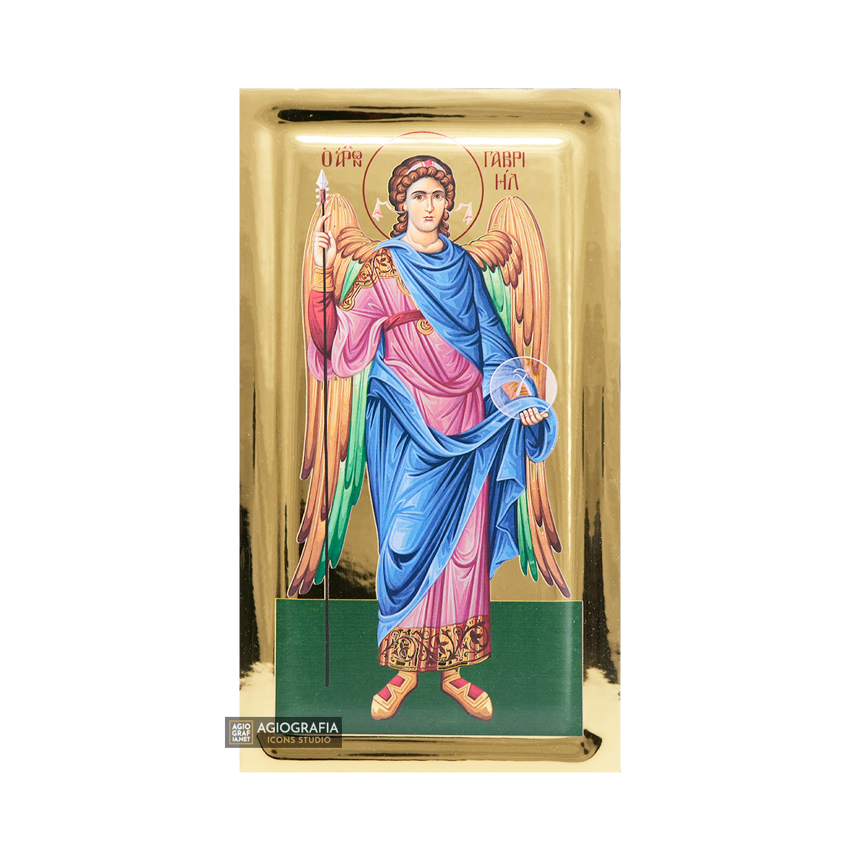 Archangel Gabriel Christian Icon with Gilding Effect background