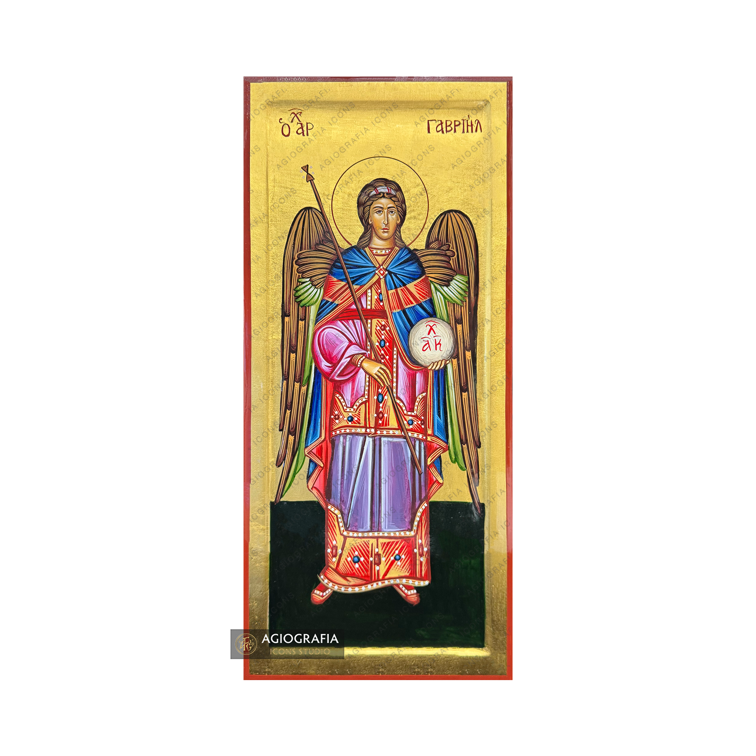 24k Archangel Gabriel Handwritten Gold Leaves Orthodox Icon