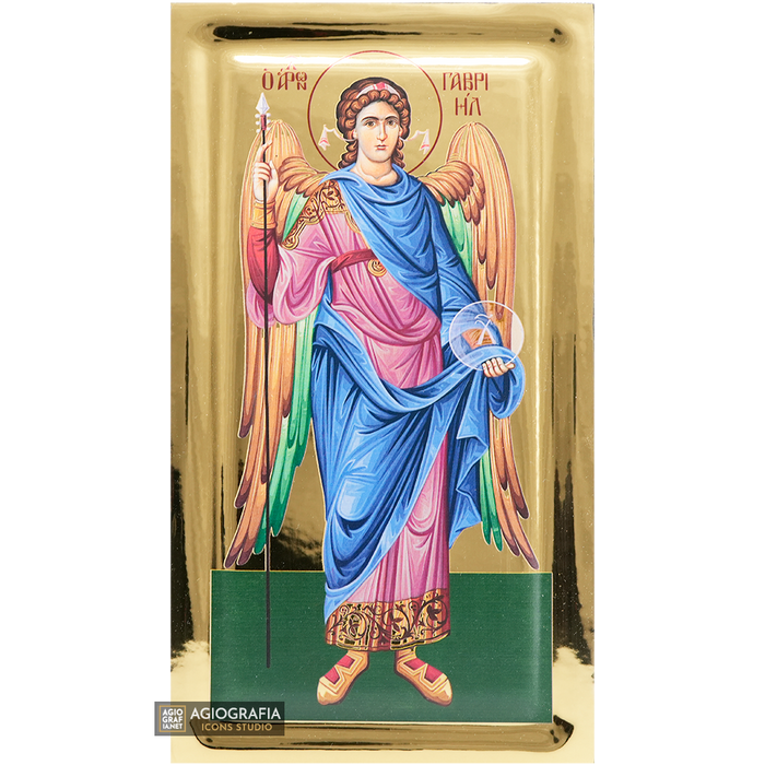 Erzengel Gabriel christliche Ikone mit Vergoldungseffekt-Hintergrund