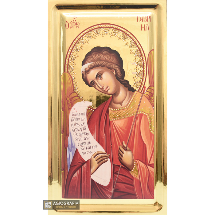 Erzengel Gabriel griechisch-orthodoxe Ikone mit Vergoldungseffekt-Blattgold