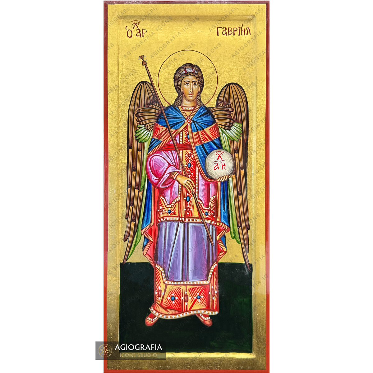 24k Archangel Gabriel Handwritten Gold Leaves Orthodox Icon