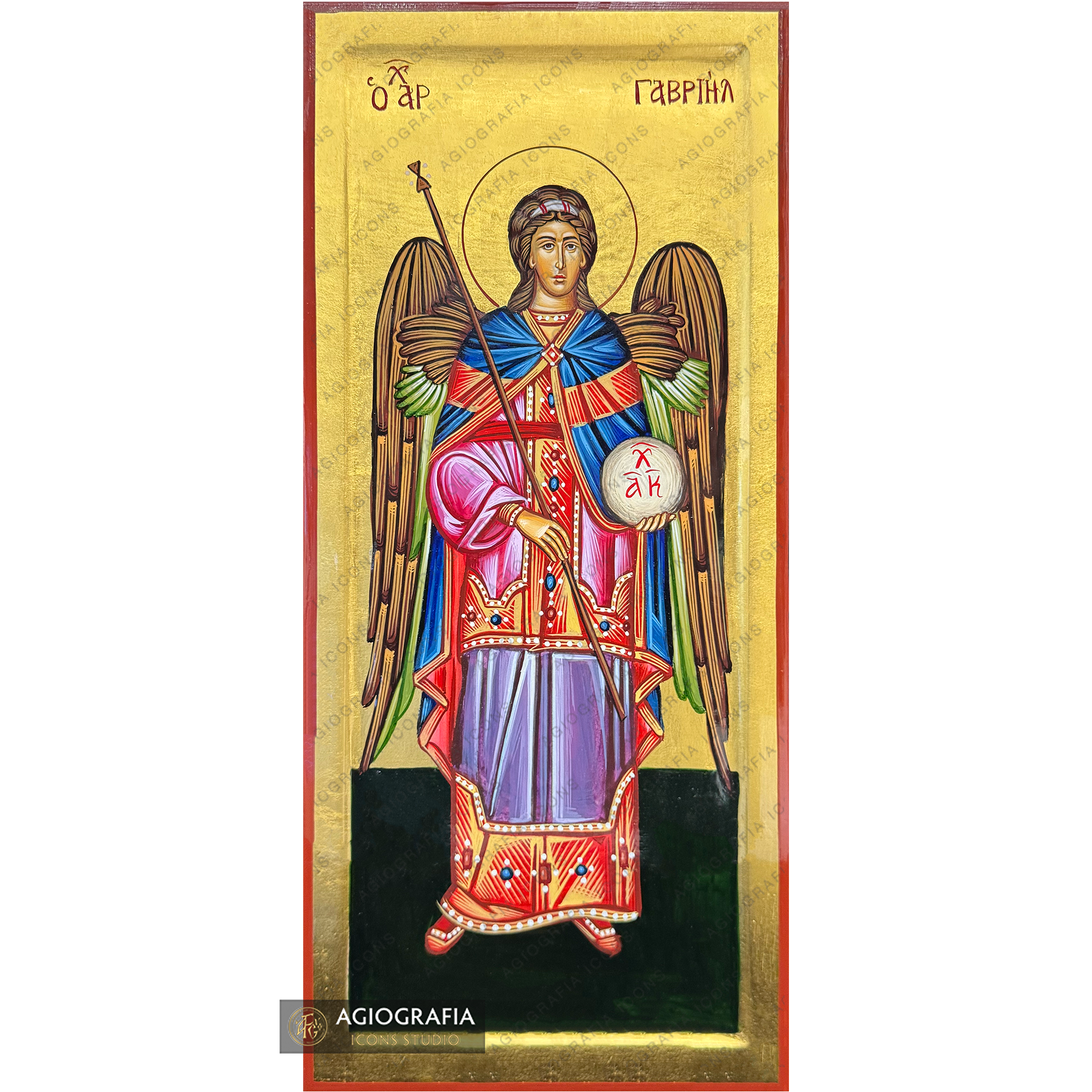 24k Archangel Gabriel Handwritten Gold Leaves Orthodox Icon