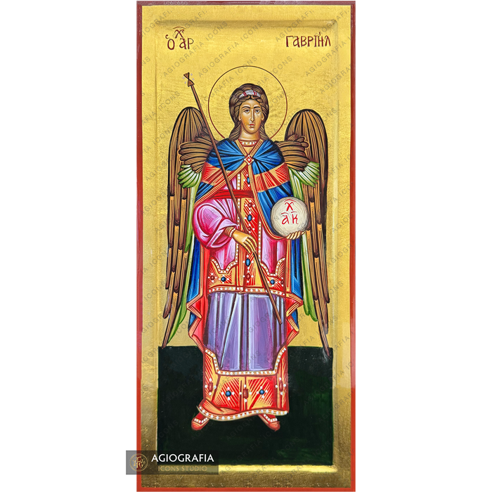 24k Archangel Gabriel Handwritten Gold Leaves Orthodox Icon