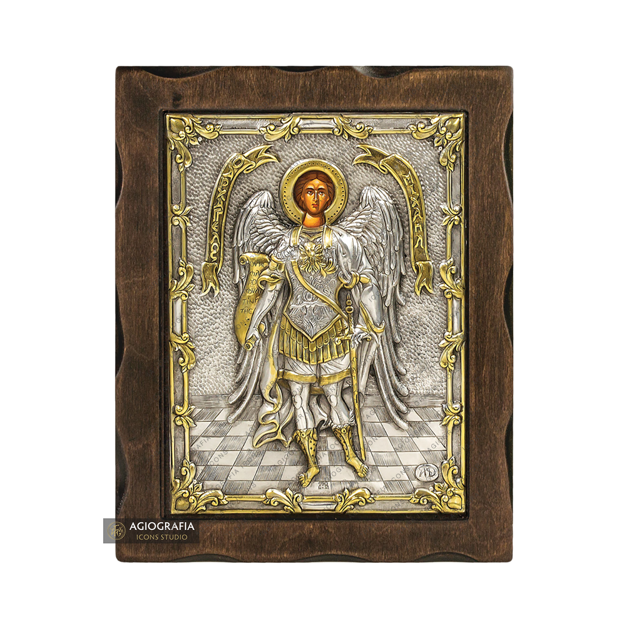 Archangel Michael Pure Silver and 24k Gold Plated Christian Icon