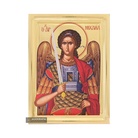 Archangel Michael Greek Icon on Wood with Gilding Effect