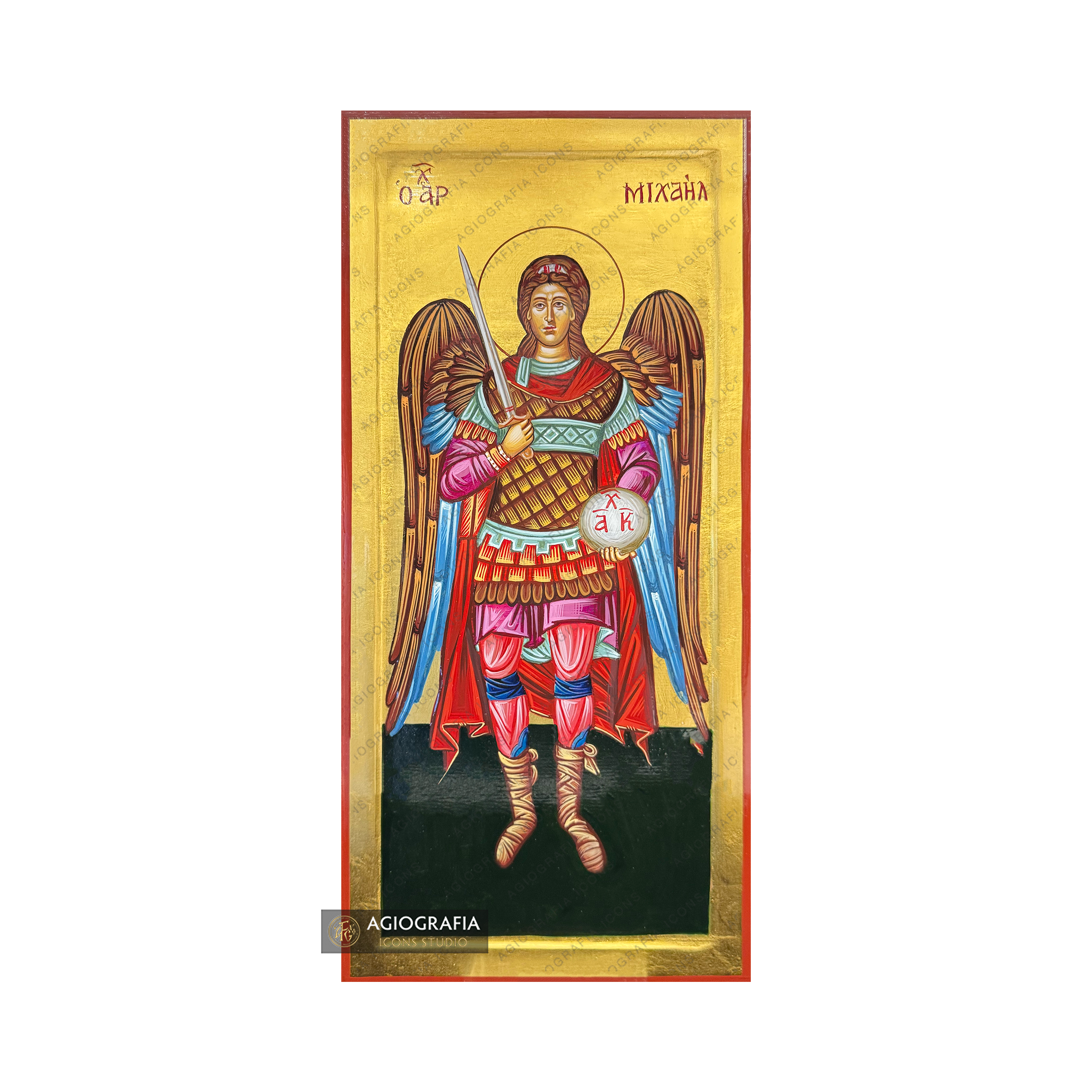 24k Archangel Michael Handwritten Gold Leaves Orthodox Icon