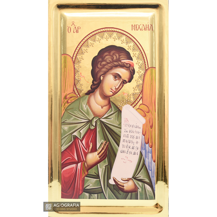 Erzengel Michael griechisch-orthodoxe Ikone mit Vergoldungseffekt-Blattgold
