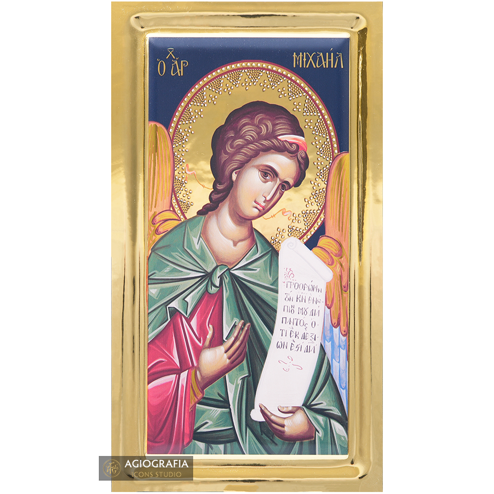 Archangel Michael Greek Orthodox Icon with Gilding Effect