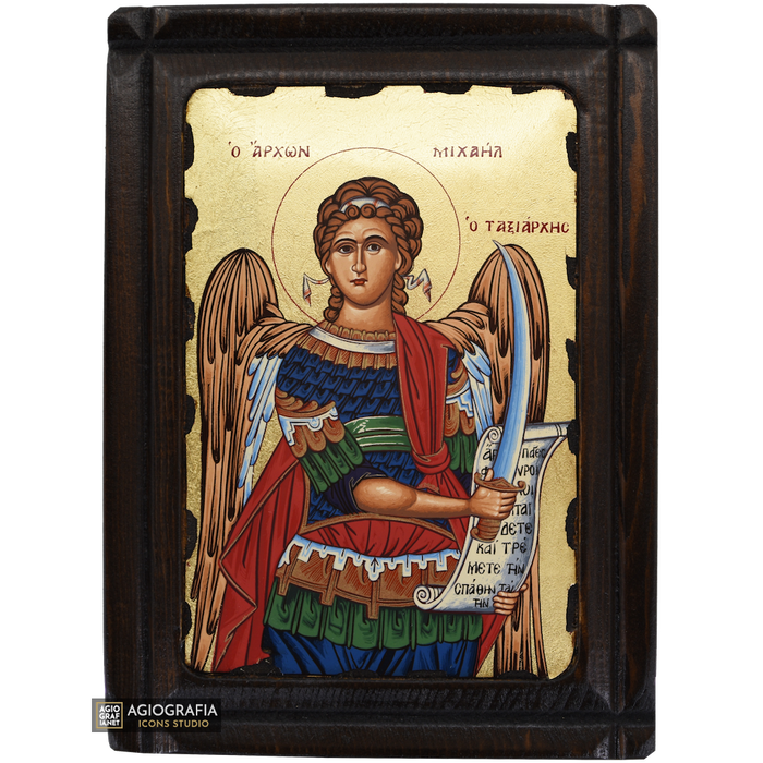 Erzengel Michael griechisch-orthodoxe Holzikone mit Blattgold