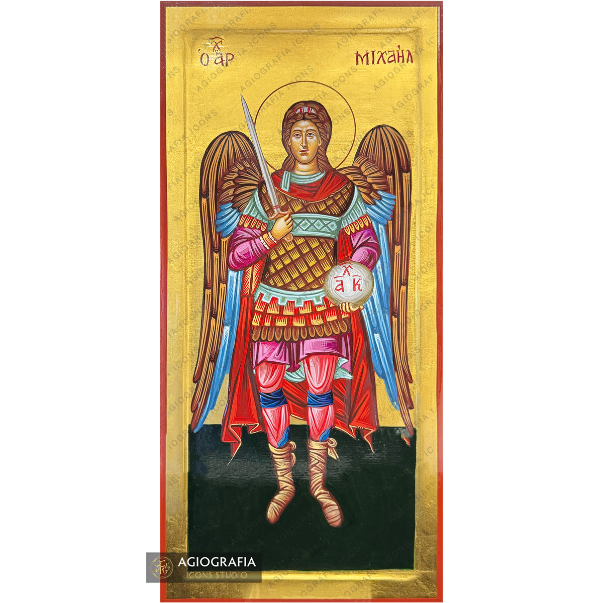 24k Archangel Michael Handwritten Gold Leaves Orthodox Icon