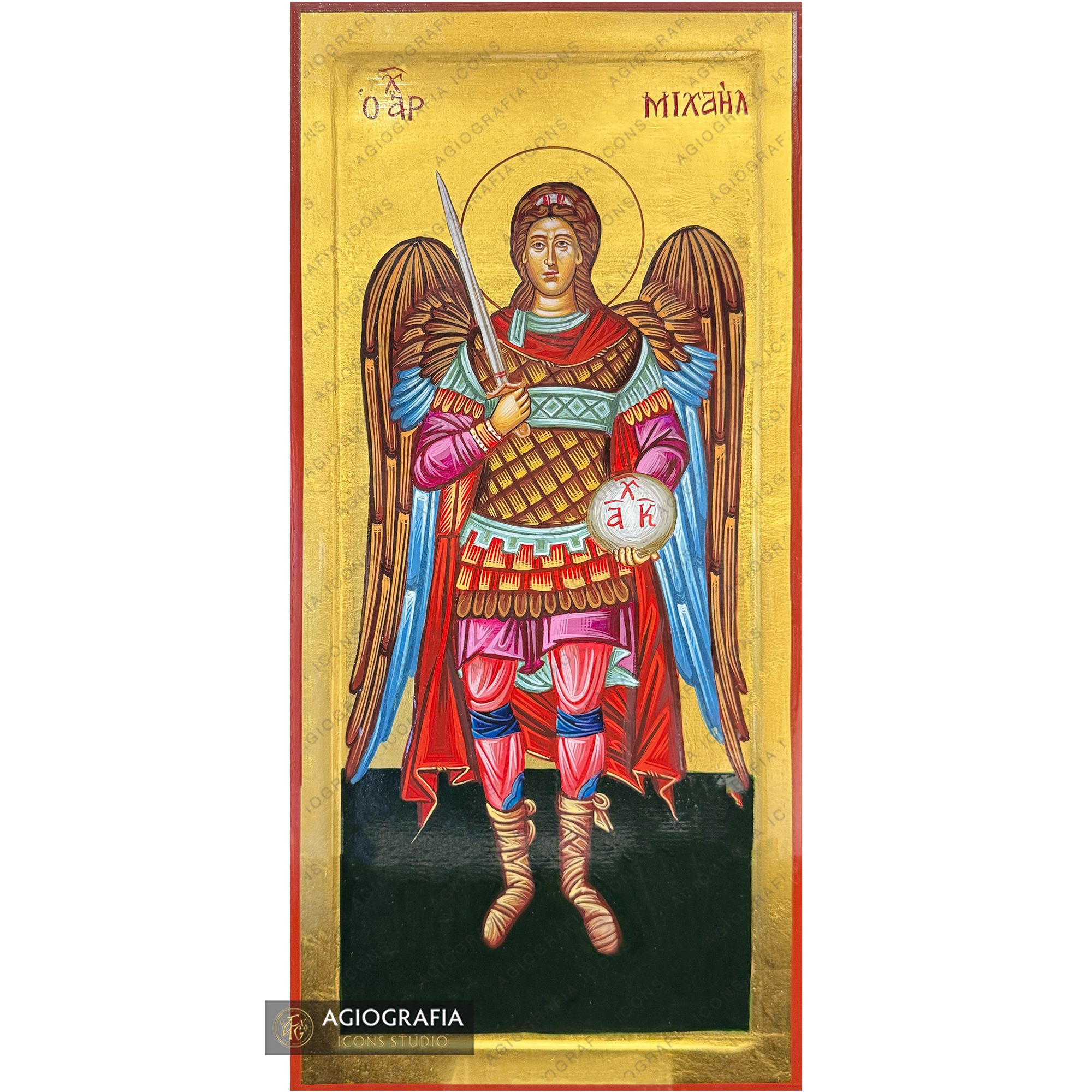 24k Archangel Michael Handwritten Gold Leaves Orthodox Icon