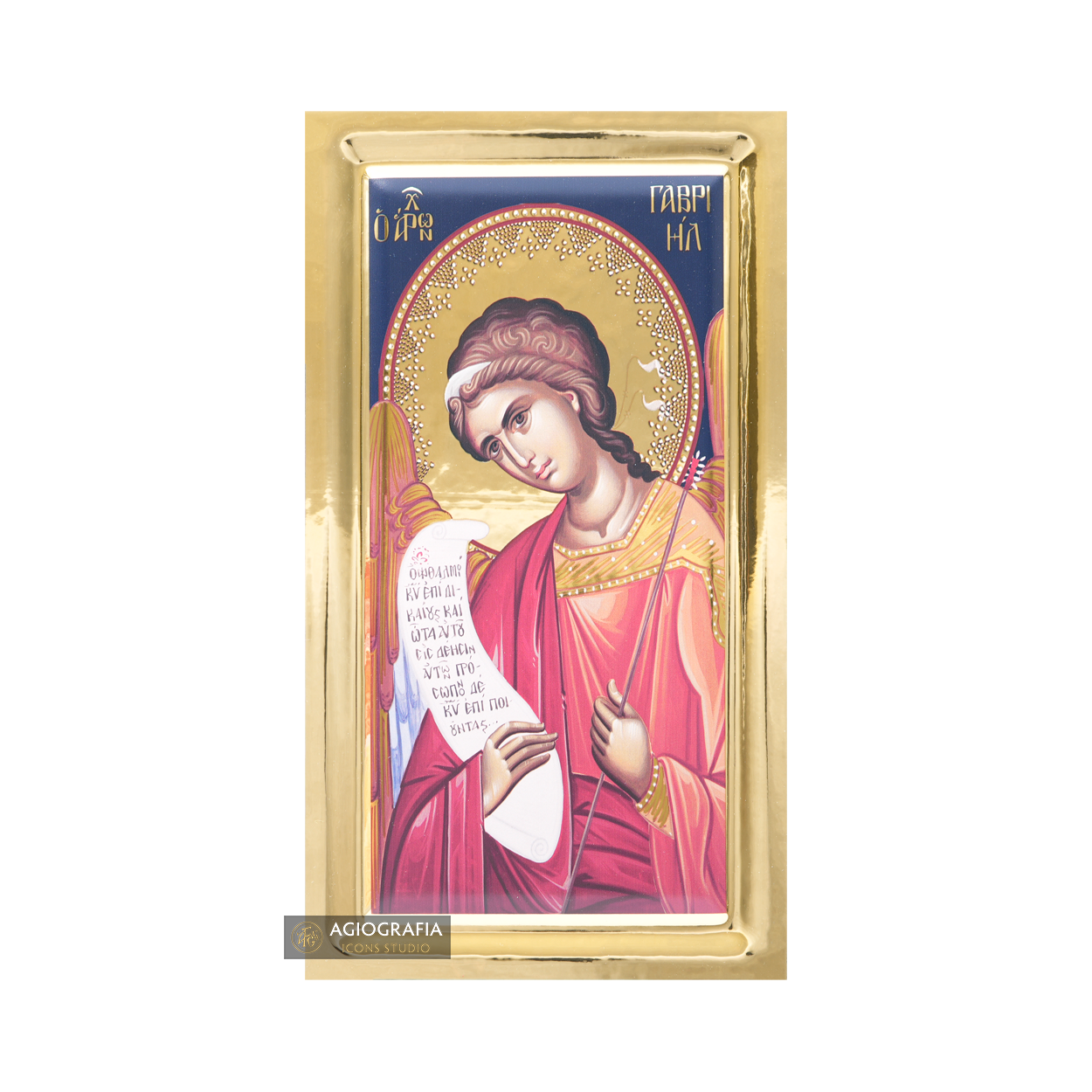 Archangel Gabriel Greek Orthodox Icon with Gilding Effect