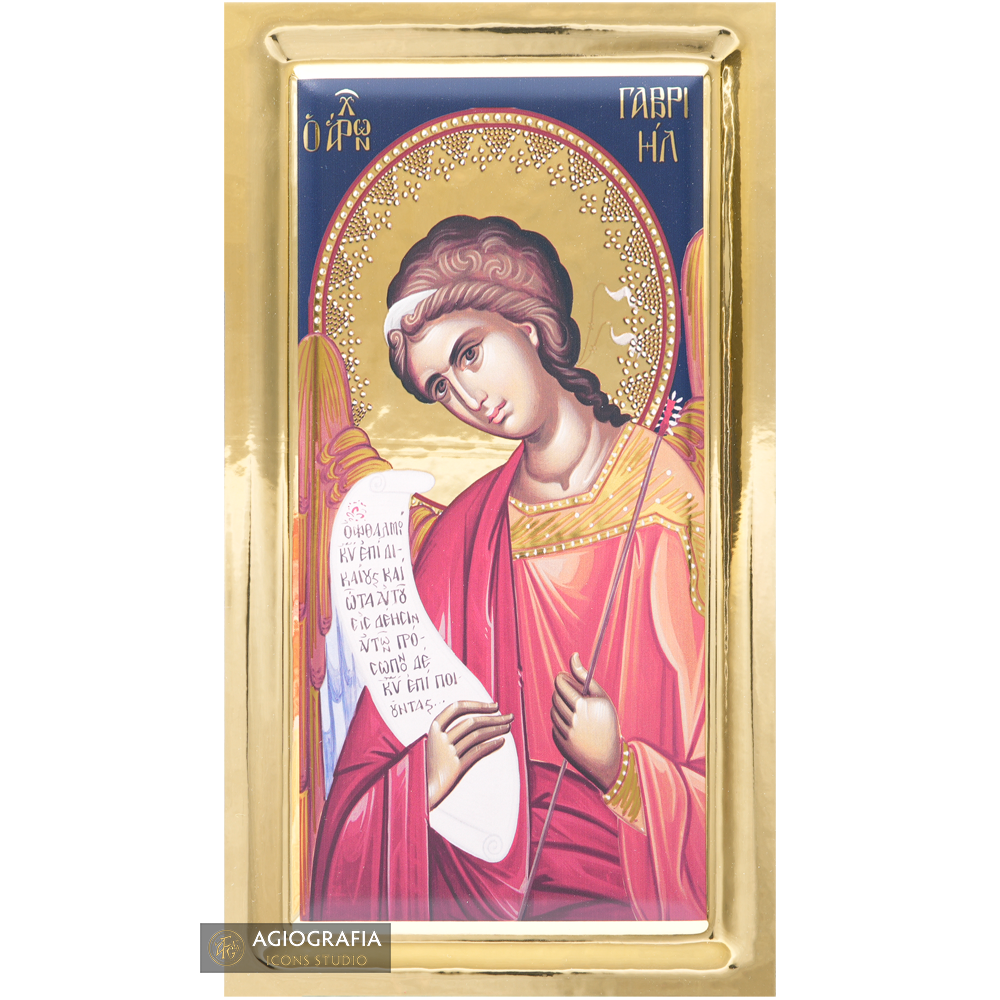 Archangel Gabriel Greek Orthodox Icon with Gilding Effect