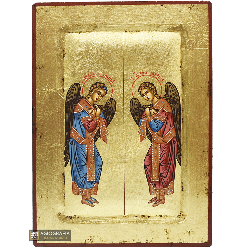 Archangels Michael & Gabriel Orthodox Icon with Aged Gold Leaf ...