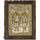 Archangels Michael and Gabriel Pure Silver and 24k Gold Plated Icon